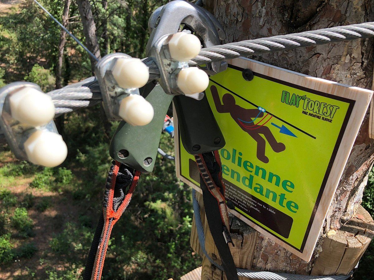 Signalétique tyrolienne pendante Flay'Forest